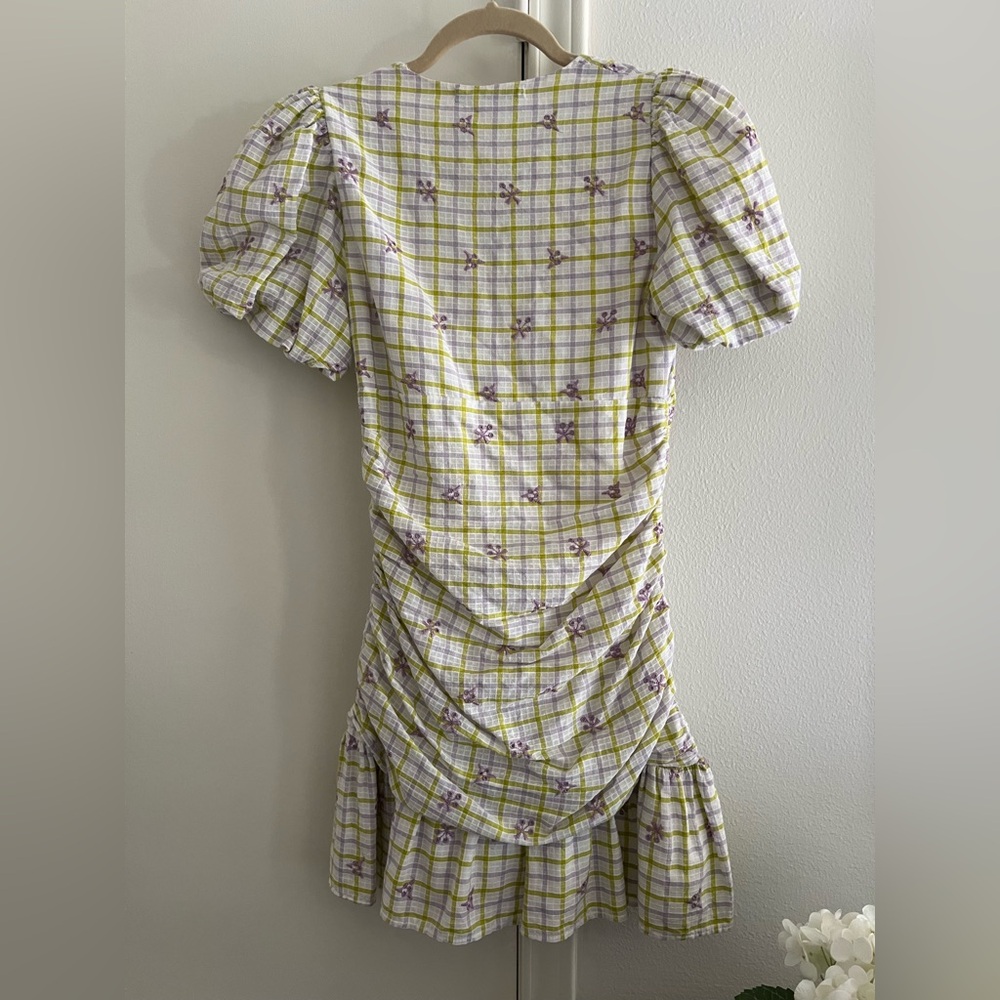 Zara Yellow and Purple Checkered Midi Dress - Picture 3 of 3